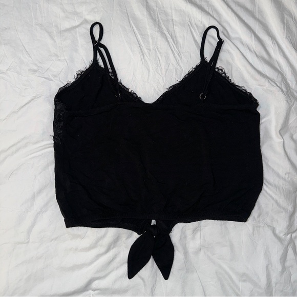 Forever 21 | Button Tie Front Spaghetti Strap V Neck Lace Crop Cami Tank Top - Picture 5 of 11